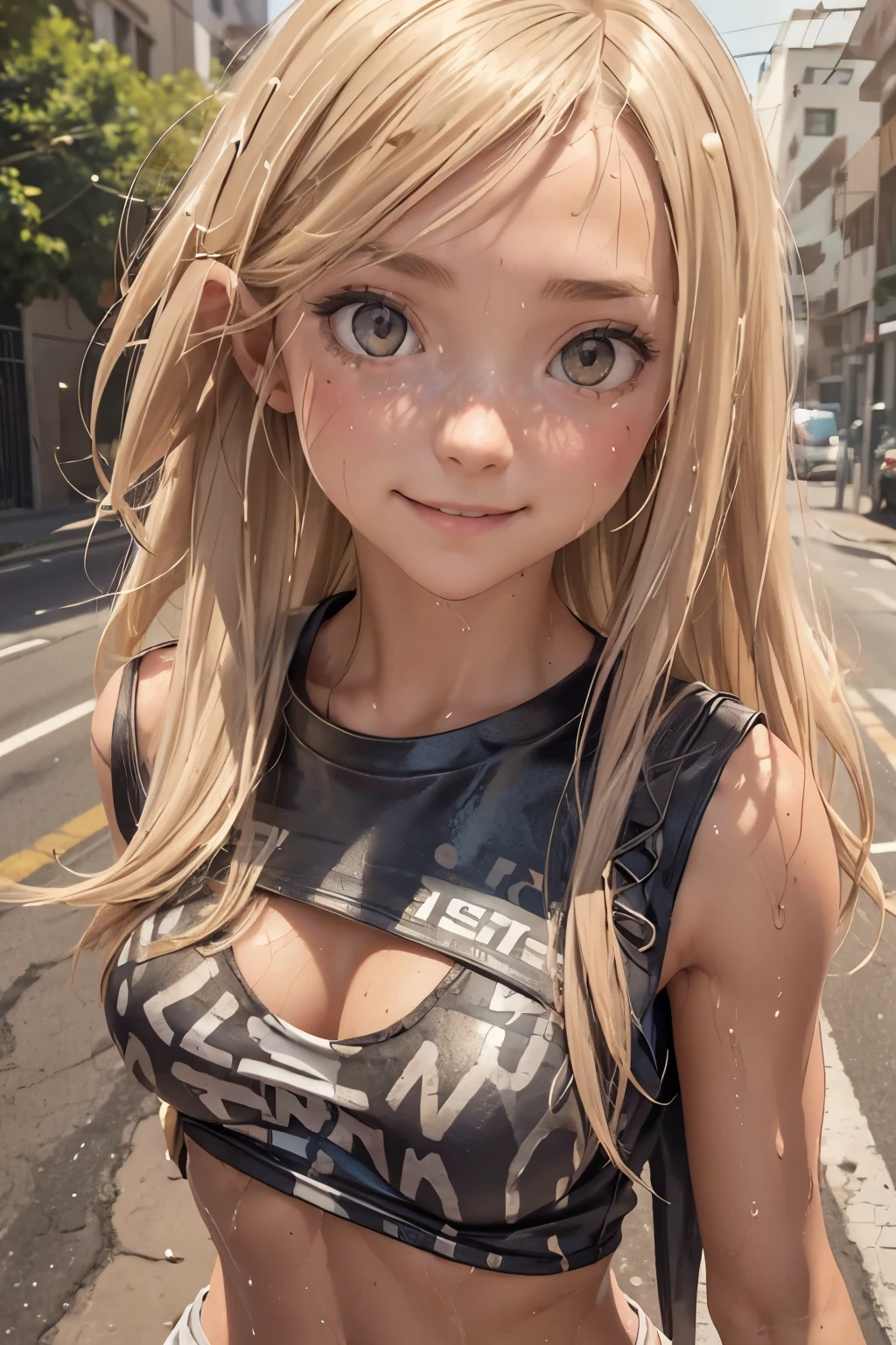 beautiful anime woman, riding a roller coaster. wide eyes, excited happy face, arms raised above head, fun, excitement, happy people, nighttime, lots of colored lights, realism.
