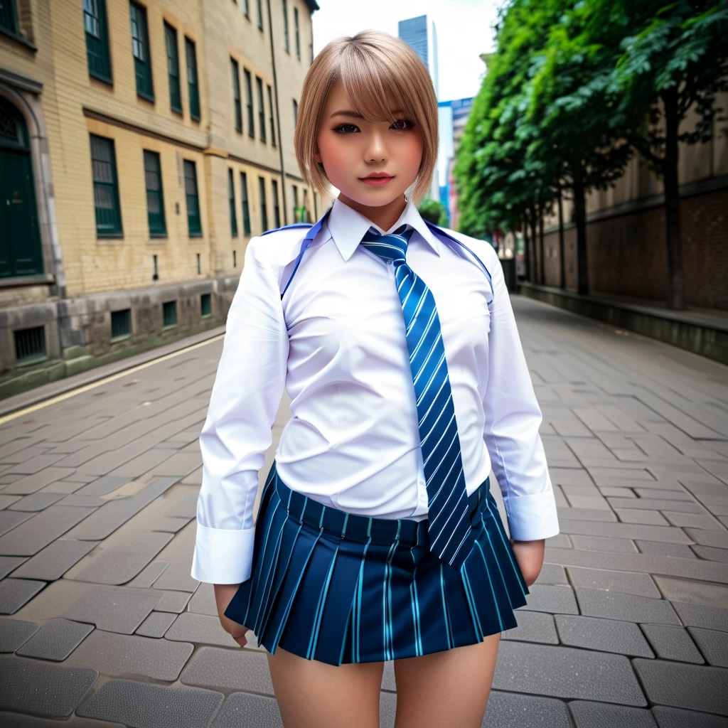 chubby, fat, white shirt, blazer, blue stripe tie, school tie, school uniform, cute pose, in city, (invisible, no humans, headless, faceless:1.5), (cute big breasts), (close-up shot of breasts), (8k, RAW photo, best quality, masterpiece:1.2), (realistic, photo-realistic:1.37), photon mapping, radiosity, ((Hasselblad photography)), physically-based rendering