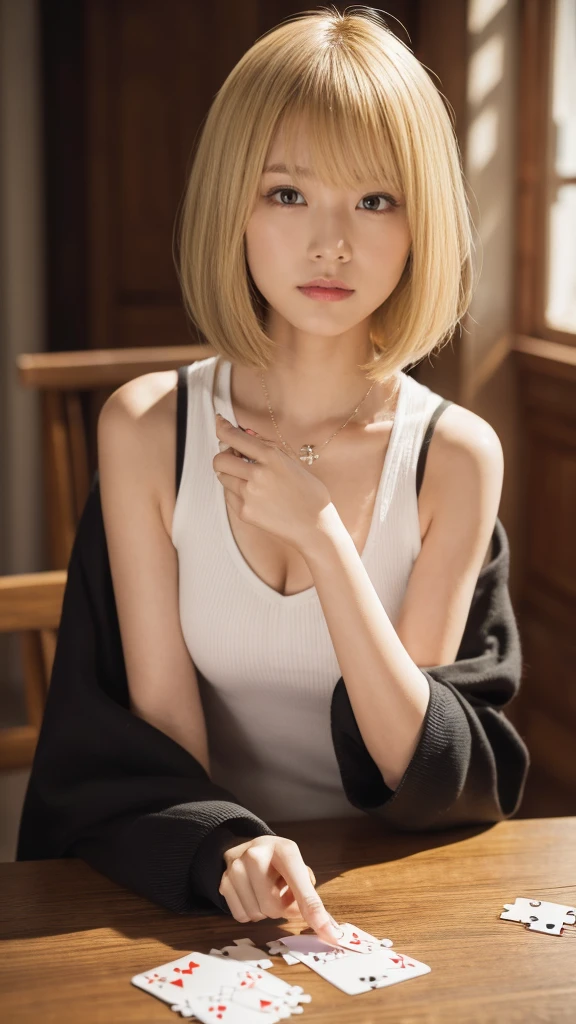 ((girl with beautiful eyes))、((Place your hands naturally on your hips:1.8))、((Beautiful girl wearing a loose tank top:1.5))、((Beautiful woman staring at camera expressionless:1.5))、((Take a full body photo:1.8))、natural shading、(((spread your legs wide:1.6)))、((ID photo of beautiful face:1.9))、(Shooting with the camera facing forward:1.8), ((とても小さい胸のsmall breasts美少女:1.5))、((woman sitting:1.8))、((anatomically accurate woman:1.5))、((Beautiful girl wearing a loose tank top:1.5))、((Beautiful girl wearing a loose tank top))、K-POP idolはCalm and happy like a goddess、((small breasts、straight and flat chest、breasts without bulge))、mean look、masterpiece, highest quality, 8k, absurd, (Take a photo with the whole body facing forward:1.4), (full nude:1.5)、(((small breasts)))、(((sexy idol)))、Look at the viewer with your whole body、((small breasts:1.5))、natural shading、((small breasts))、K-POP idol)Calm and happy like a goddess、(((Small )))、(((between legs,crack)))、Look at the viewer with your whole body、((small breasts:1.5))、natural shading、((thin pubic hair))、K-POP idol)Calm and happy like a goddess、(((Breasts out、nipple)))、(((between legs,crack)))、Look at the viewer with your whole body、((:1.5))、natural shading、((thin pubic hair))、K-POP idol)Calm and happy like a goddess、(((Breasts out、nipple)))、(((between legs,crack)))、Look at the viewer with your whole body、((((blonde short cut))))、((Japanese girl with blonde short cut)))、(short cut girl:1.5)、masterpiece, highest quality, 8k, absurd, (Upper body:1.4), beautiful girl, pretty face, looking at the viewer, laughter, surreal, High resolution, picture, film grain, chromatic aberration, sharp focus, nffsw, face light, dynamic lighting, movie lighting, professional shadow, simple background, (dull gray background:1.4), most detailed, very detailed, super detailed, finely, real skin, delicate features, detailed face and eyes, sharp pupils、real students、(Korean、Japanese、Chinese:0.4)