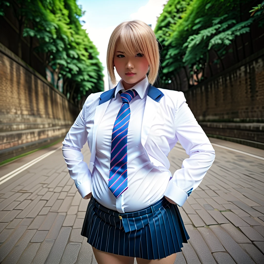 chubby, fat, white shirt, blazer, blue stripe tie, school tie, school uniform, cute pose, in city, (invisible, no humans, headless, faceless:1.5), (cute big breasts), (close-up shot of breasts), (8k, RAW photo, best quality, masterpiece:1.2), (realistic, photo-realistic:1.37), photon mapping, radiosity, ((Hasselblad photography)), physically-based rendering