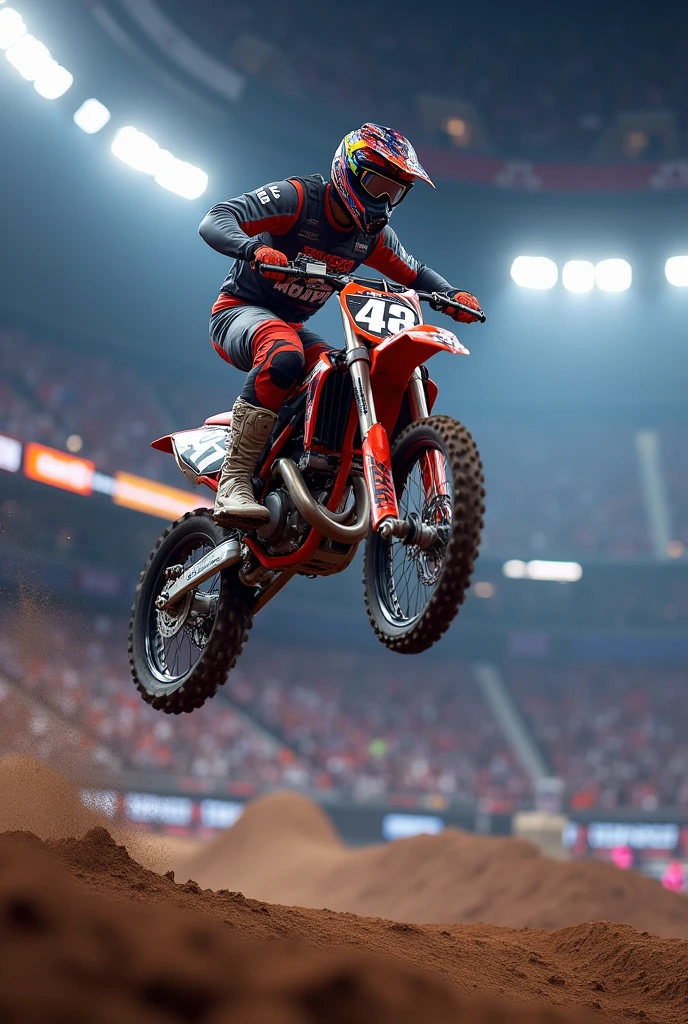  AMA supercross 、 motocrosser 、 indoor special course 、Indoor lighting、( big jump and brilliant form　Technique decided )、 Jeff Stanton 、