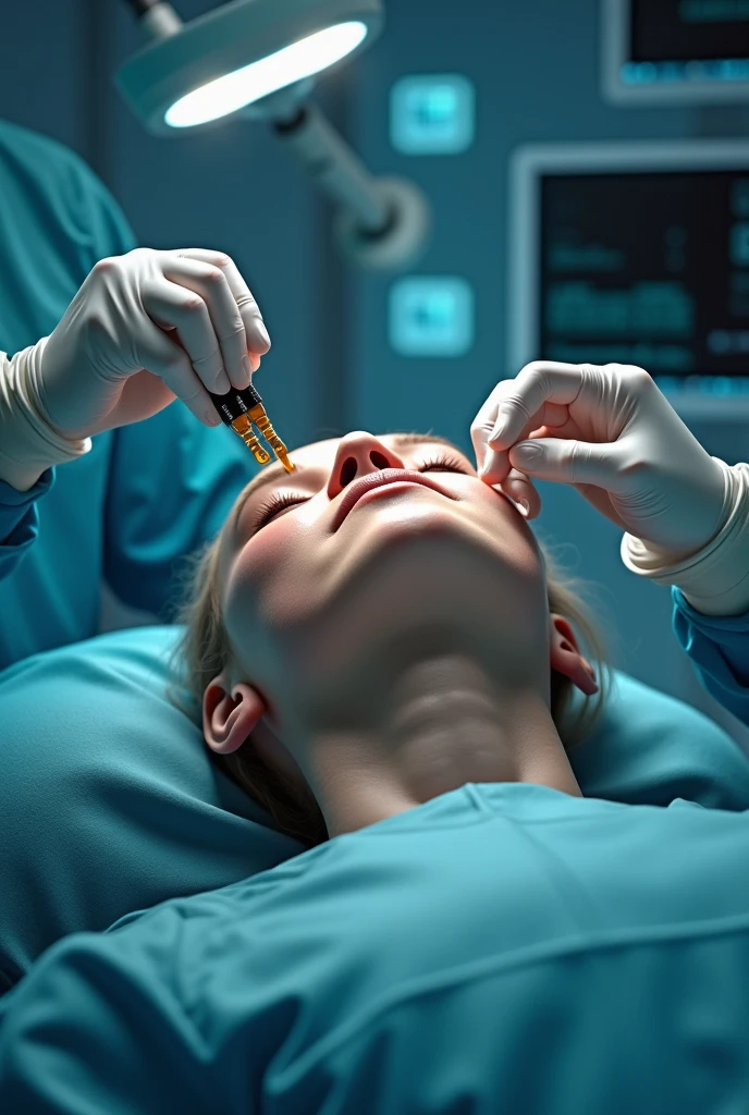 woman having surgery on her face with no one in background