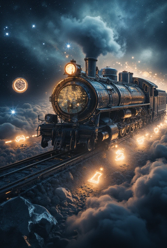 Time-Traveling Train, time and space, A number of glowing numbers representing era names, 