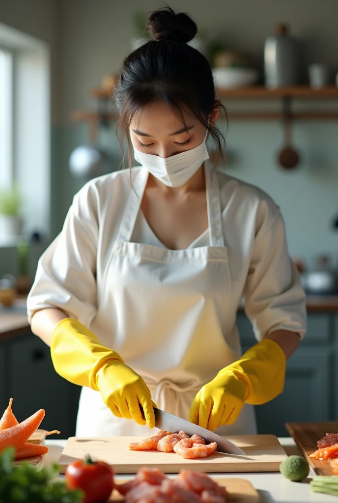 (zPDXL2), score_9, score_8_up, score_7_up, source_anime, 2d,
((adult)), (lamia:1.2), (solo), (female, skin scales, snake skin scales), with long length bun hairstyle, (wearing dust mask), (Top t-shirt, underwear, apron, show snake tail), (cleaning room scene pose), scene background
AissistXLv2, unaestheticXL_bp5, SimplePositiveXLv2, zPDXL2 PonyXLV6_Scores
