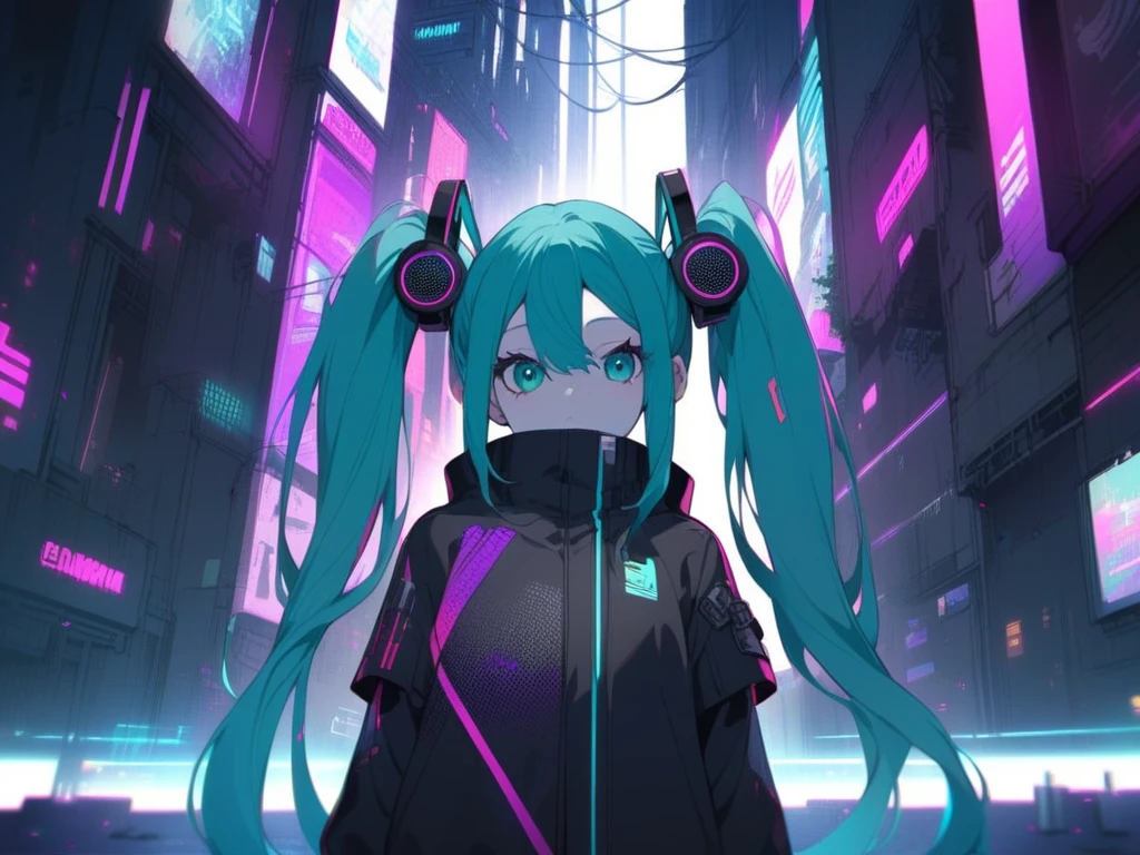  Hatsune Miku 、 Dark 、darkness、Illness、 cyberpunk