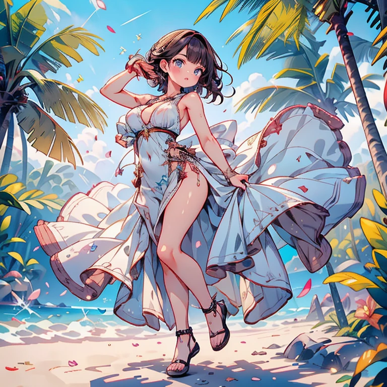Official art using high-quality hand-drawn watercolor sketch techniques. (best quality,4k,8k,highres,masterpiece:1.2),ultra-detailed,beautiful detailed eyes,A girl with beautiful eyes, everyone, beautiful anime girl, cute anime girl, smooth anime art, anime style, elegant colors, soft lighting, delicate beautiful eyes, very coquettish, (beautiful large breast:1.2), (correct hands:1.2),