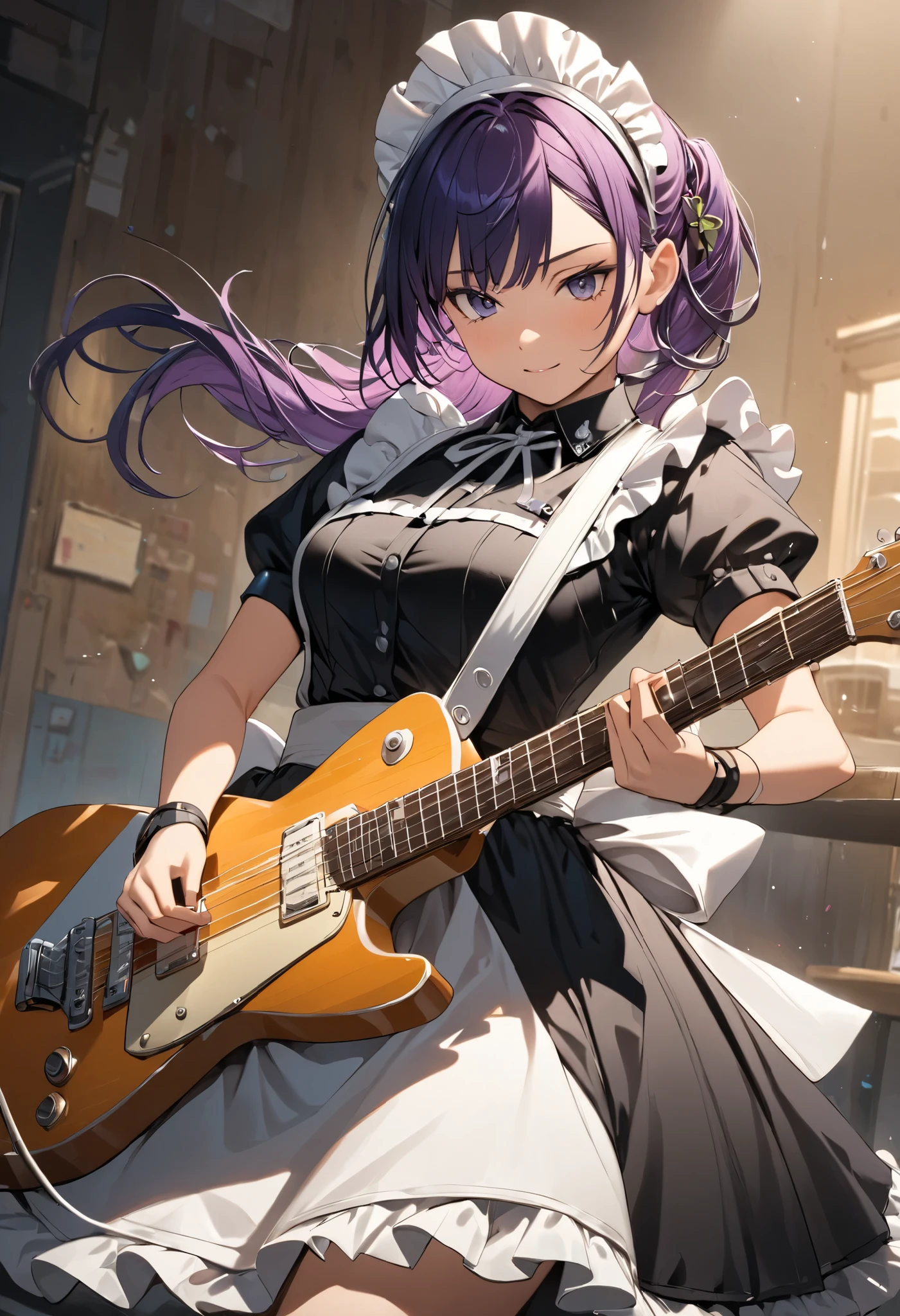 Maid playing guitar