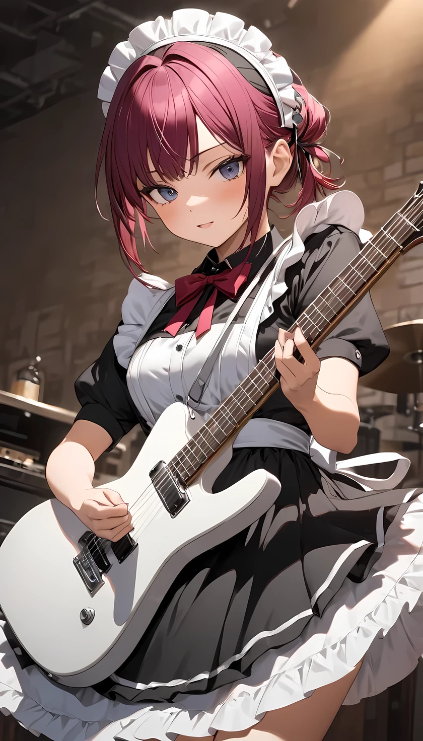 Maid playing guitar