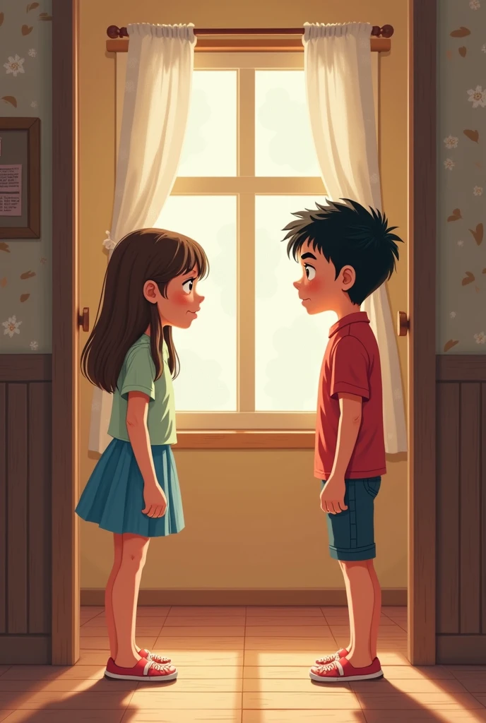 girl pulls down boy's pants to see penis