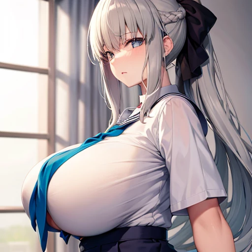 big breasts　big ass　school uniform　big penis オナニー