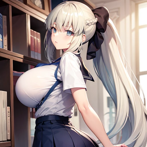 big breasts　big ass　school uniform　big penis オナニー