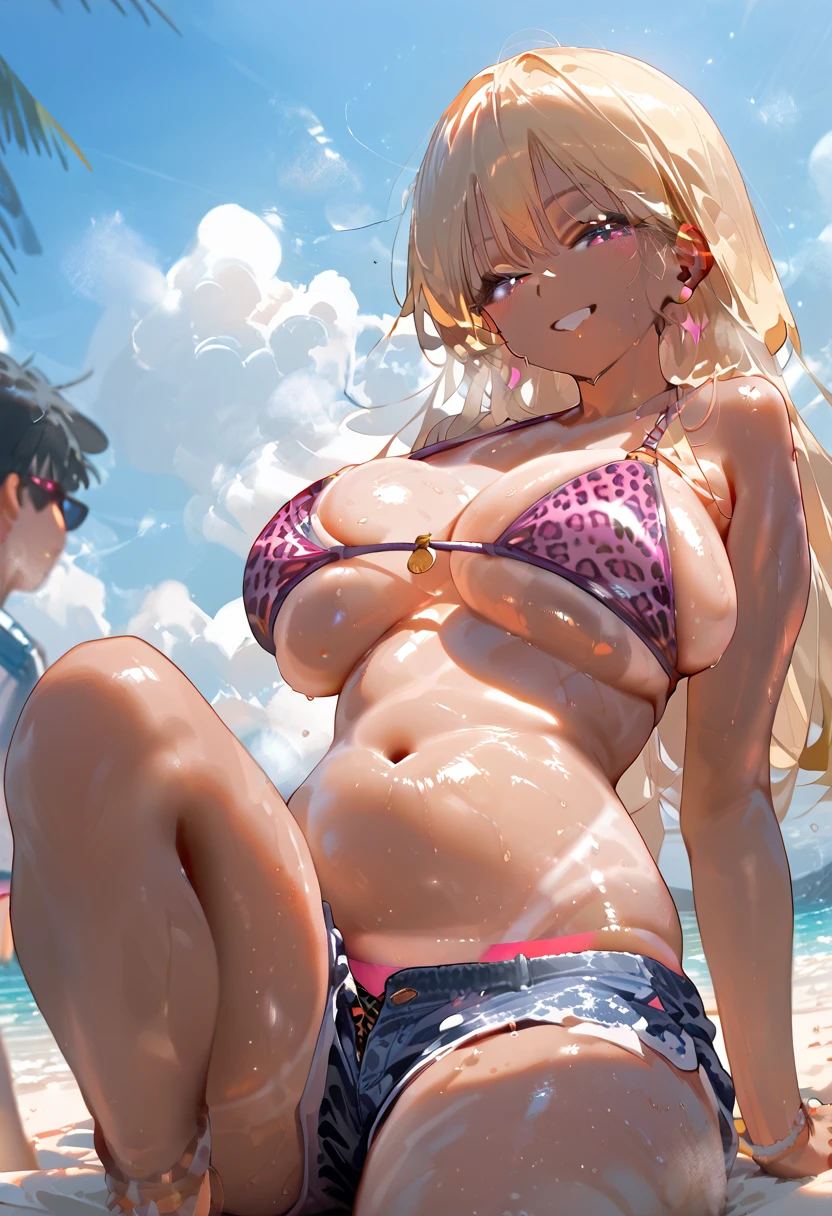 (masterpiece), best quality, expressive eyes, perfect face, Best quality, massive breasts, massive ass, very curvy, dark brown skin, long blond hair, yellow eyes, slutty, gyaru, full lips, seductive, smiling, big bust, bikini, darkskin, tan, white bikini, pool, white swimsuit, massive , massive thighs, floaty, pool, inflatable bed, , floaty on water, massively curvy, wet, soaked, sweat, spreading legs, cameltoe, spreading legs, sitting,  closeup, plump, blonde, wet, inflatable bed, in sea, in the sea, inside pool, soaked, inflatable bed , floaty, on floaty, floaty on water, lying on floaty, inflatable bed, inflatable mattress, inflatable floaty, inflatable bed , lying on inflatable bed 