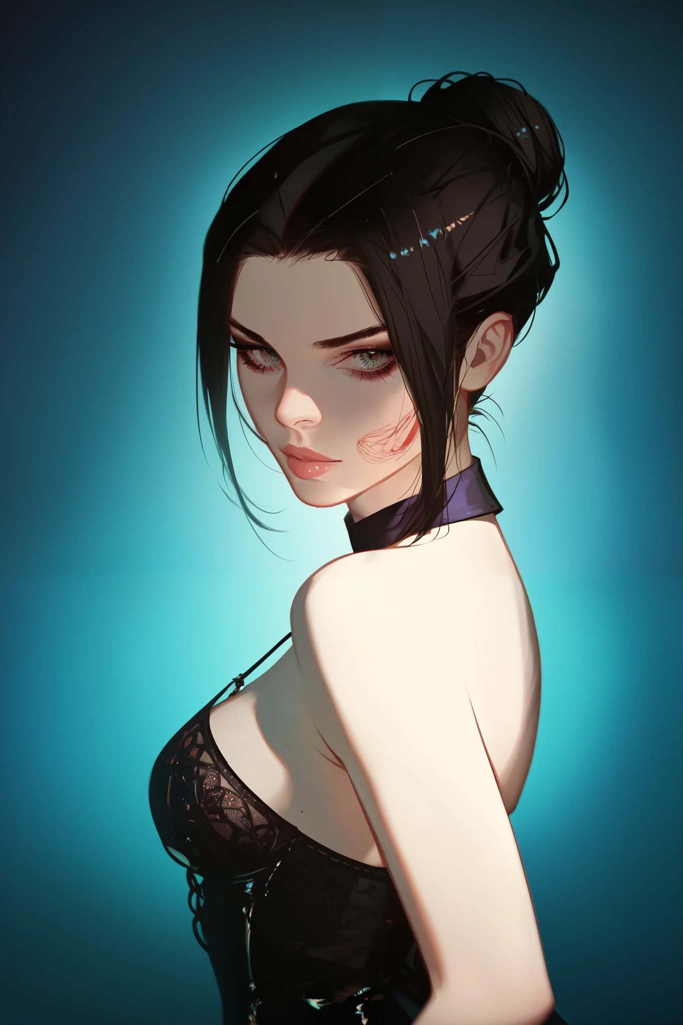 score_9, score_8_up, score_7_up, score_6_up, score_5_up, score_4_up. highly detailed, 4k.
BREAK
1girl, intricate, Yakuza outfit , (eyeliner:1.2), looking at viewer, black hair, bun-cut, long hair, pale skin, jewelry, breasts (masterpiece, high quality:1), puffy lips, bounce lighting, rim lights, great lighting, super realistic details, tension wrinkles, physically accurate, high attention to detail. accurate, high attention to detail. ray tracing, reflections, accurate lighting, great colors
BREAK 
bedroom background, detailed and realistic background, realistic light, realistic shadows,


