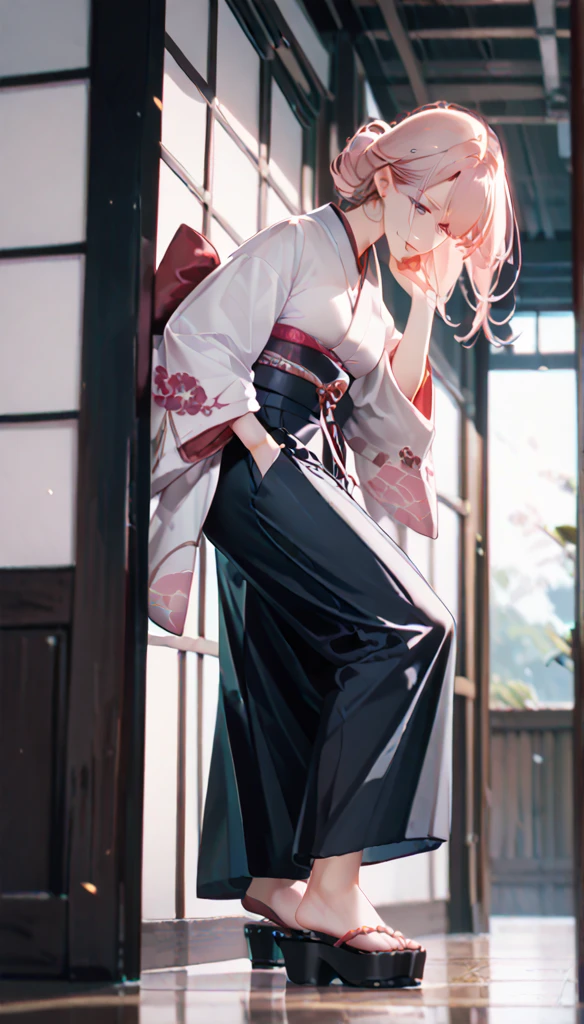   Anime Ladies, uniform, kimono, Raised leg, Stepping on the Throat ,  Look Down,  flameout , from side