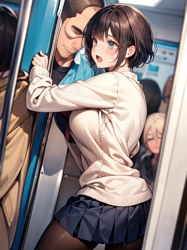 ((Men and women having sex on a crowded train)), (Doggish sex), a man who puts a penis in a girl's vagina from behind, ((sex)), (standing sex from back), (A fat middle-aged man in a jersey hugging a girl with a sweaty shirt from behind), a sweaty girl, a man grabs the girl's chest from behind, ((masterpiece)), ((best quality)), (ultra-detailed), ((kawaii)), cute, (lovely), ((sexy)), (ero), ((extremely detailed)), 4K, (8K), best quality, (beautiful), look up from below, School court, a cute girl, 1girl, 1boy, gym shorts, ((beautiful eyes)), short hair, large breast, slim, slender, crying,aaai,short hair,bangs,side braid,large breasts, sweater, shirt, pantyhose,loafers, shirt, breasts, open mouth, wet, sweat, large breasts,(Boy and girl are having sex in doggy style),doggy style,sex,hug from behind,masterpiece, ultra detailled body, ultra detailled face, ultra detailled eyes, cum, bukkake, gangbang, body with a lot of cum, {{{the whole body with cum}}}, girl fucked by man with big penis, {{{large amount of sperm}}}, naked, excessive cum,doggystyle, from side, 1girl, 1boy, sex from behind,masterpiece, ultra detailled body, ultra detailled face, ultra detailled eyes, cum, bukkake, gangbang, body with a lot of cum, {{{the whole body with cum}}}, girl fucked by man with ultra big penis, {{{large amount of sperm}}}, naked, excessive cum ,doggystyle, from side, 1girl, 1boy, sex from behind, ,aaai,short hair,bangs,side braid,large breasts,blazer,necktie,school uniform,sweater,shirt,long sleeves,skirt,pantyhose,loafers