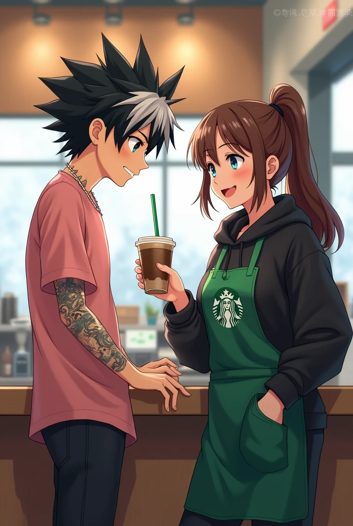 Rocker brother with black hair wearing a rock cap with a green beer in his hand and a rock shirt that says armando his tall sister with brown hair wearing a sweatshirt that says chele and a cigarette in her hand and a beer