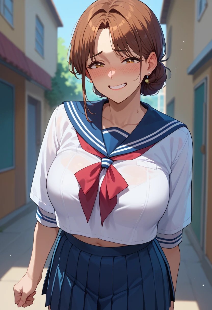 best quality, 1girl, white wet shirt, collared shirt, black necktie, huge boobs, black trousers, ahegao, nose blush, (looking outside:1.4), sensual, fisheye, basement, night, corneo_makima, makima \(chainsaw man\), (large breasts:1.1) ,smug smile, bored, nose blush, ringed eyes, red hair, braided ponytail, color connection, colorized, colorful, spot color, polka dot background, ((flag background)), nsfw, trending on artstation, depth field, unreal engine, cinematic, hyper realism, high detail, octane render, 8k