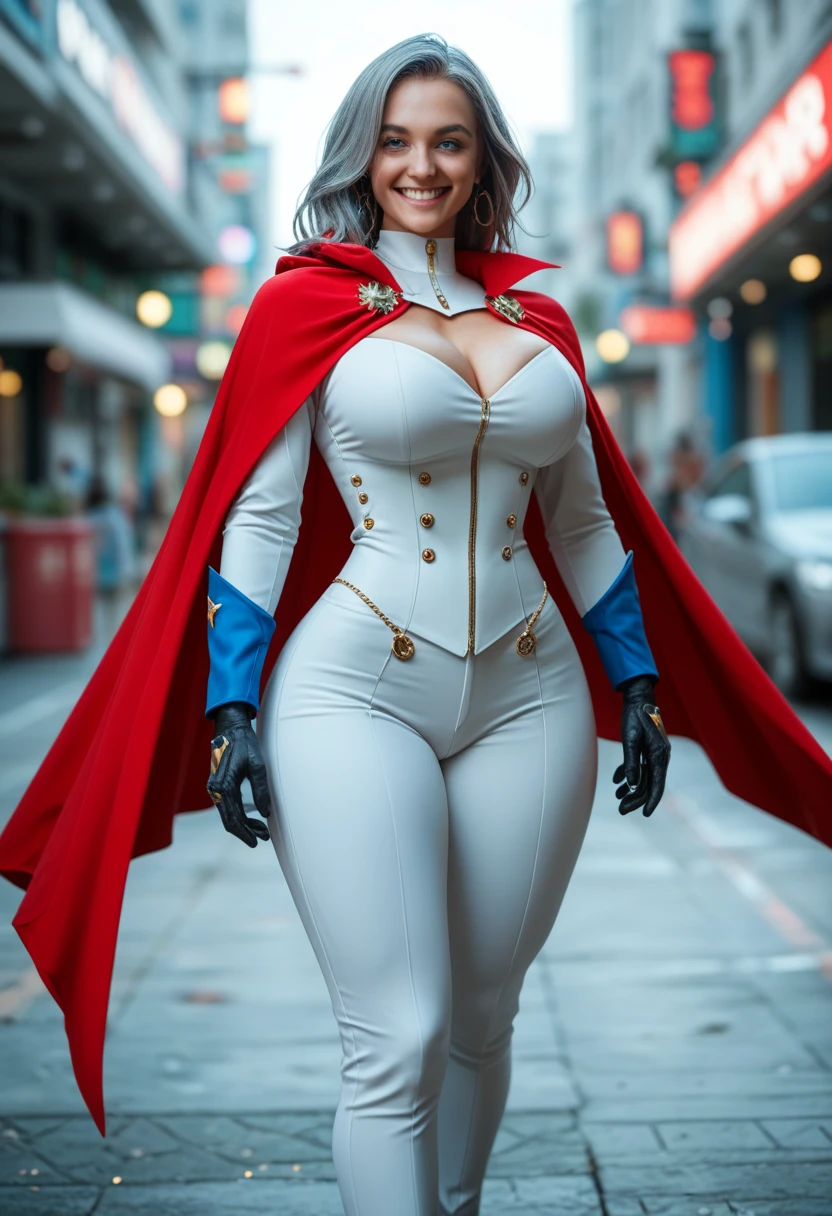 (Eris Boreas Greyrat) 1GIRL, SOLO, (ssmile, makeup, beautifull eyes, red libs, gold dragon helm), (HUGE BOOBS:1.4), (MECHA GUARD ARM, GLOVES), (white, GIRL IN MECHA CYBER ARMOR CROP TOP, ROYAL CAPE, CLEAVAGE, SKINTIGHT HOTPANTS, HIGH HEELS:1.4), (SLENDER BODY, SEXY LONG LEGS, FULL BODY:1.5), (MUSCLE ABS:1.2), (LOOKING AT VIEWER:1), (WALKING DOWN ON STREET NIGHT CHERRY TREES:1.3), PHYSICALLY-BASED RENDERING, ULTRA HIGHT DEFINITION, 8K, 1080P.