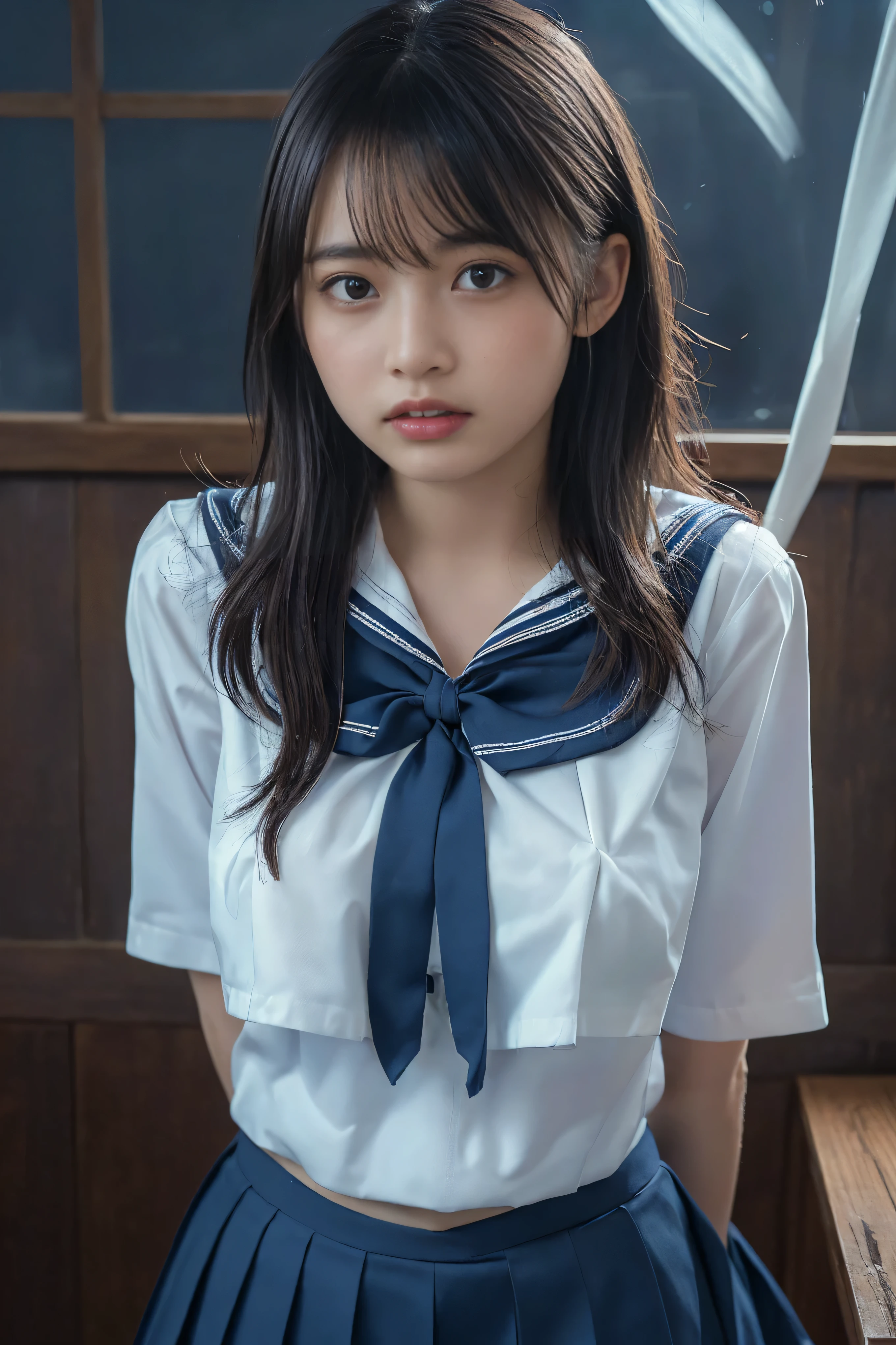 Arafed asian woman in a sailor outfit posing for a picture - SeaArt AI