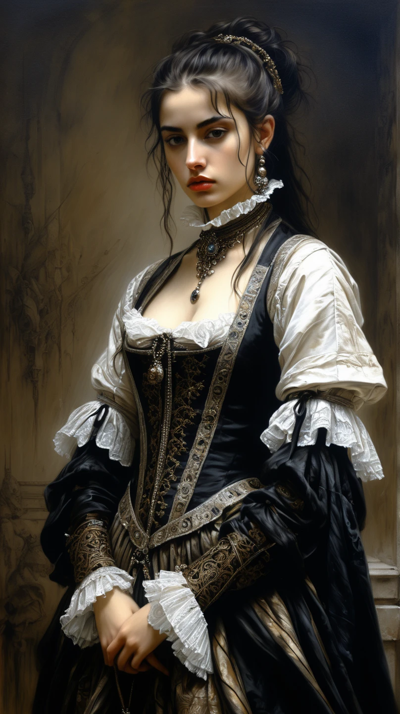 Oil painting of Sexy victorian gothic lady