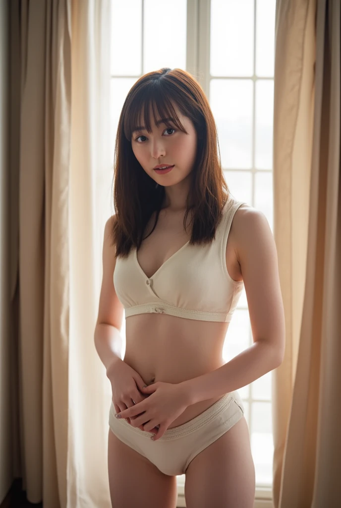 (((Flat Chest、very Small breasts))),(Slender body),(((flat chest,Small breasts、Saggy breasts,underboob))),Tabletop, Photorealistic, Highest quality, complex and delicate, 8k wallpaper, Highest quality, masterpiece, Realistic, Ultra-detailed, One woman, Beautiful 40 year old woman, Slim figure, (((Look forward))), Symmetrical, (((Look at the viewers))), Dynamic Lighting, Highly detailed face, Mid-length hair, Fancy color V-neck dress, Shapely small breasts, Cleavage