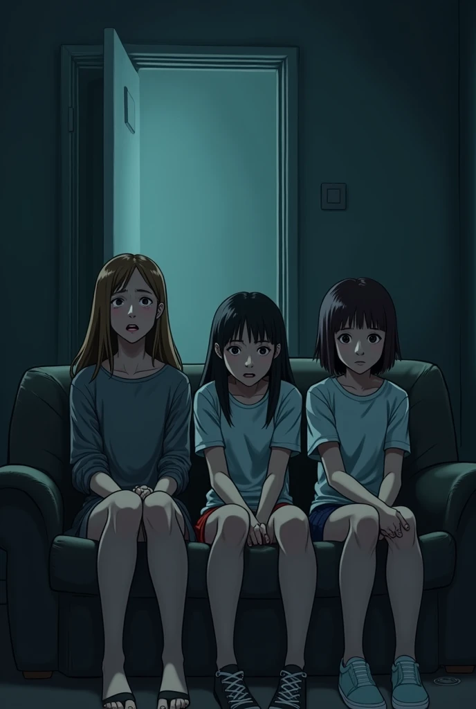 (masterpiece:1.3), (8k, Realistic, RAW Photos, highest quality: 1.4), (Two Japanese adult women), ((Sadako and Kayako)), Beautiful Face, (Realistic Face), (Black Hair, Long Hair:1.5), Beautiful hairstyle, ((The face is hidden by bangs:1.1)), Realistic eyes, ((White of the eyes:1.2)), Beautiful fine details, (Realistic Skin), Beautiful Skin, ((White skin:1.4)), Absurd, Charm, Ultra-high resolution, Ultra-realistic, Very detailed, Golden Ratio, ((Two people crawling out of a CRT TV)), Four and a half tatami mat Japanese-style room, (steam:1.0)