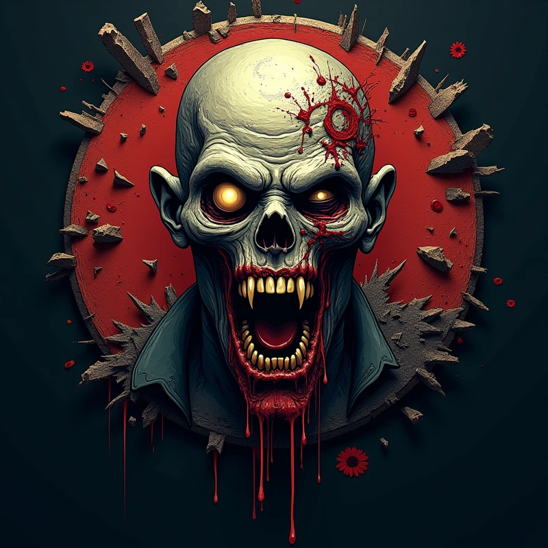 A logo for a zombie video game, detailed, <lora:LogoRedmond_LogoRedAF:0.7>