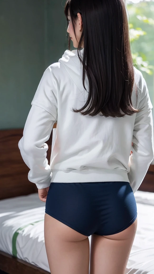 (very long hair:1.35),(fleshy buttocks:1.3),(fleshy-chested ass:1.3), (big hip:1.3),(sexy panties:1.3),(white panties:1.2),(realistic silk panties:1.3),(double eyelids:1.3),(long eyelashes:1.3),(white panties:1.3),(Looking directly at Viewer:1.3),(bigsmile:1.2)32K, masterpiece, Raw photo, Best Quality, Photorealistic, Highly detailed CG Unity 32K wallpaper,(Extremely beautiful face, Beautiful lips, Beautiful eyes), intricate detailed face, ((Ultra detailed skin)) 1girl in, Cutest Pretty Japanese girl, Super Idol, 1 girl,(Happy smile), Clear eyes, (pale skin), (Big eyes:1.2), (Brown hairs), thick thighs, ,balanced elegant face, drooping eyes