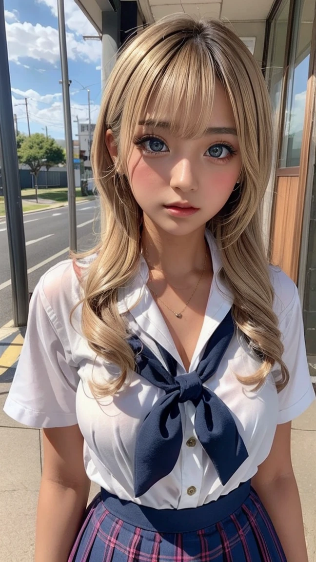 ((Group Sex))、Small breasts、cute、Hide your chest、 ((Gal Hairstyles)) blonde, Small breasts、Small breasts、Perfect Makeup、Junior high school girl、Small breasts、Large-scale full-body shot