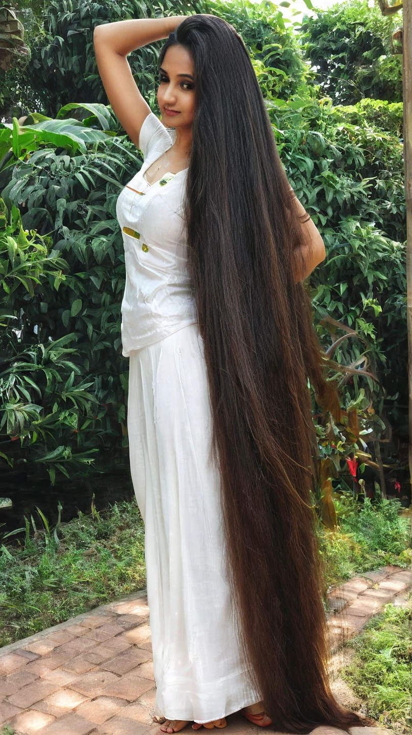 Indian longhair saree thick loose hair thickhair thick longhair silky hair Long Hair, High Resolution, Very Long Hair, High Resolution, Best Quality, High Details, UHD, Super Detailed, Long Hair, Black Hair, Very Long Hair, Breasts, Large breasts, thick loose hair 