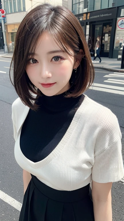 {8K photo quality:1.2}、{ultra-high resolution photo quality:1.2}、{Ultra-realistic1.2}、{perfect limb}、{japanes}、masterpiece、nsfw、1female、20yr old、Being at the shrine、serious facial expression、Black miniskirt、White blouses、Brown bob cut hair、Autumn leaves