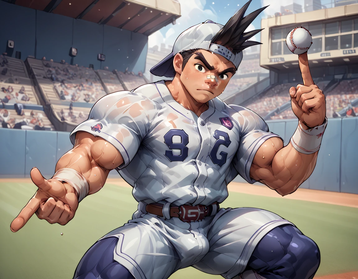  huge muscles, huge erect penis, rubber suit, impending sexual activity,2〜4boy,Baseball Stadium,Suffering face,,Sweaty,Penis pointing up,score_9, score_8up, score_7up, score_6up, score_5up, score_4up, break
, break, young male, boy, sh0m4, black hair, backwards cap, black eyes, bandaid on nose, break
baseball uniform, baseball pants, source_cartoon, nsfw, break, baseball undershirt
