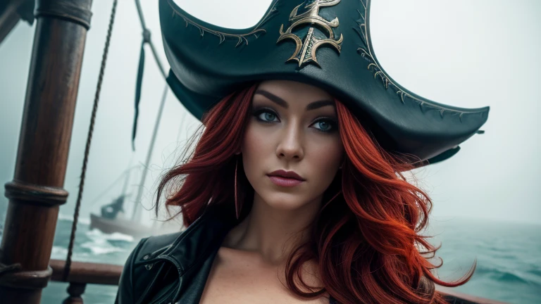 "(Highest picture quality), (Prioritizing the exceptional image quality and astonishing level of detail), generate an awe-inspiring (photorealistic:1.1) a female pirate, pirate flag, night, moonlight, artwork portrait, adam hughes, sexy, erotic."