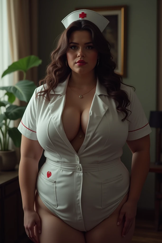 Arafed woman in a hospital room with a stethoscope, com seios grandes, peito para cima busto tiro, com seios grandes, no hospital em vestido de paciente, Violeta Myers, seios grandes, seios grandes!, medic, vestindo jaleco e blusa, with a stethoscope, sfw seios enormes, com jaleco, Enfermeira, seios grandes!!