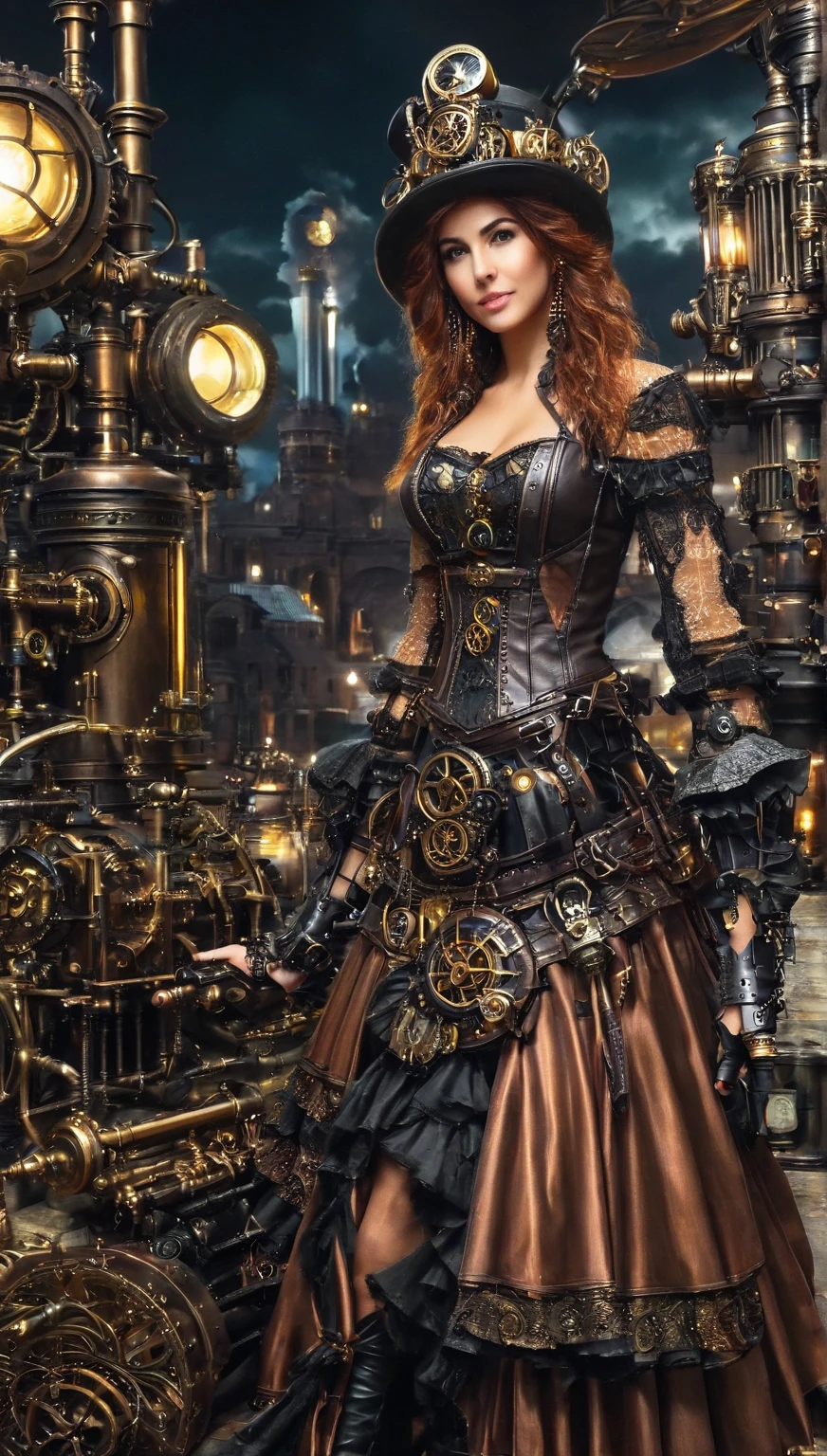 Женщина в костюме steampunkа фотографирует, в одежде в стиле steampunk,  , cm. breast,  art,  full body, steampunk фэнтези style, (steampunk), прекрасная богиня steampunk, steampunkовая красивая женщина, steampunk Girl, steampunk style, steampunk фэнтези, steampunk, Девушка-изобретатель в стиле steampunk, Золотой steampunk, steampunk, steampunk, Действие происходит в steampunk-мире, Яркая концепция steampunkа