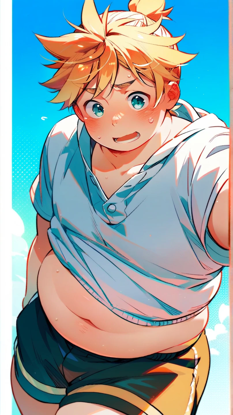 nsfw,(Cute man's daughter),blonde low twintails,Groin bulge,Embarrassed expression,Underwear is taken off