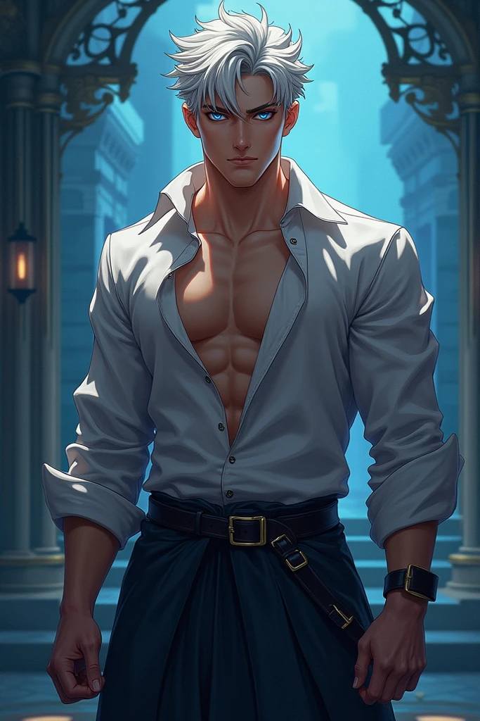 Oil painting, A handsome Young cowboy, , athletic build, ideal body, aesthetically beautiful, erotically tempting, seducing, offering himself With a beautiful sexy tango panti With round perfect buttocks, muscular, sweaty after a workout, In White and gold colors, diamond chips all over the body (male model) hot skin, masterpiece, best quality, most handsome man in the world, by Shen Quan, perfect body, beautiful male model, an attractive man 18 years old aesthetic, blossoms in spring, green fields, spring, plains, trees, vivid flowers, blue sky, rough and handsome young man in white transparent robe, white transparent fabric, shirtless jacket shoulders, exposed chest muscles, exposed thighposed transparent white briefs)), (male focus), (smooth body))Digital painting, concept art, smooth, sharp focus, illustration, Unreal Engine 5, 8K, art by Alphonse Mucha, UHD, 8k, Show men only .8k Ultra HD, DSLR, dim lighting, high quality, film grain, Fujifilm XT3, male fan, 2-person, two-person model.