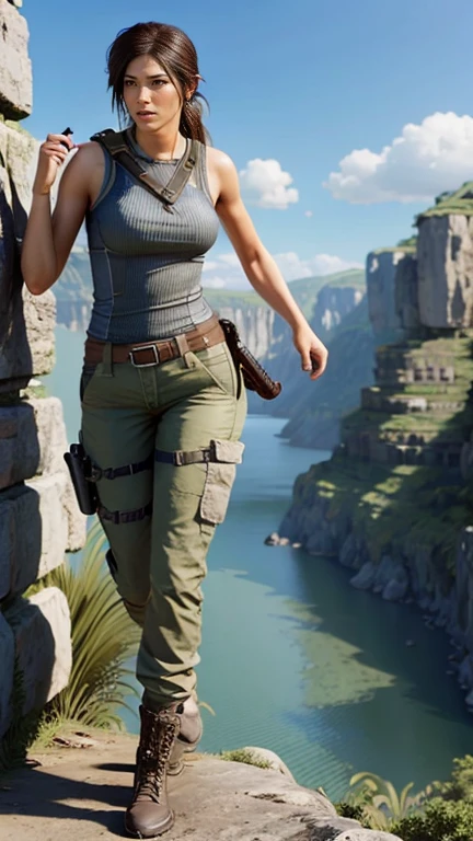 Lara's appearance remains that of a tall woman with a slender build and a slightly muscular physique. Lara's default attire usually consists of a tank top, shorts, socks, and combat boots. Usually with an aqua and brown color scheme. Lara almost always wears her hair in a ponytail or braid. Lara is an adventurous archeologist who specializes in digging through the most dangerous and ancient secret ruins of the world. Interests… archeology, ancient history, horseback riding, archery, and rock climbing. Lara loves anything that lets her test her athleticism as well as her intellectual capabilities.