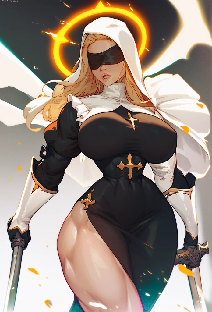Cute mummy girl, white wrap, yellow eyes, smile, big breasts, exposed belly, pale skin, gold belt