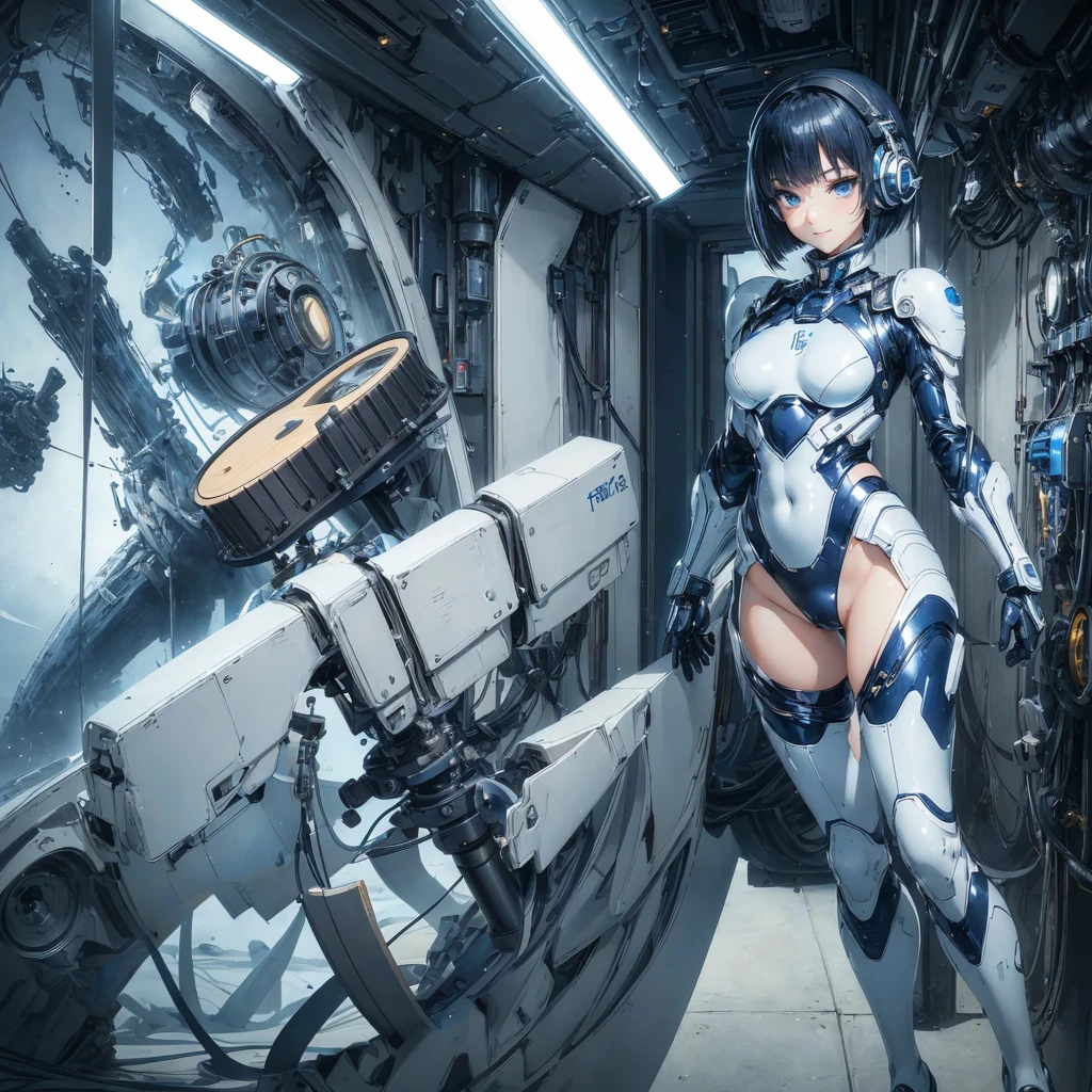 Monotonous Metallic, metal sem cor, colorless robot, robot girl, metal mixing, ciborgue), looking up at the audience, De frente,