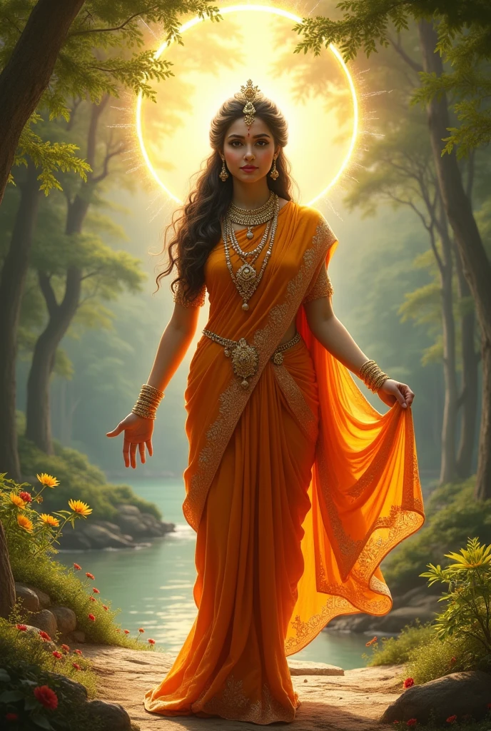 Indian female god with roster 

