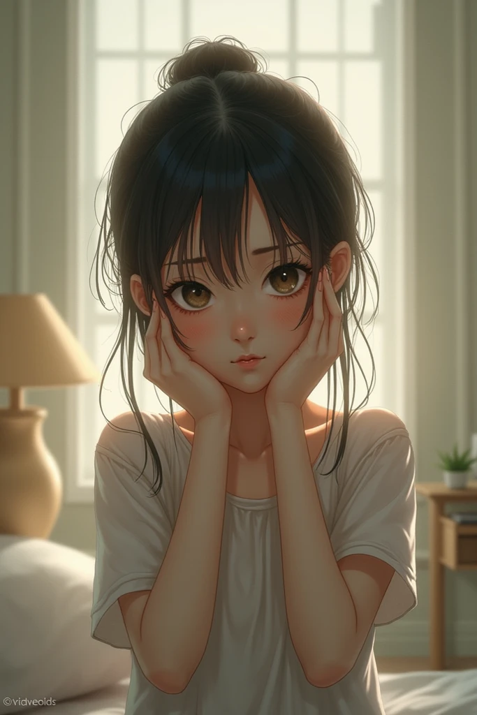 (8k, RAW Photos, Highest quality, masterpiece: 1.2), (Realistic: 1.37), Detailed Texture,cute face of woman, Soft Face, cute, cuteな下着の女性が写真のポーズをとっている、solo、Embarrassed face、Sitting on a red sofa、Sweat、13 years old
