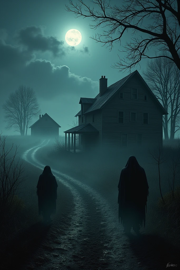 Haunted farm image with the title “The Haunted Night at the Farm ...