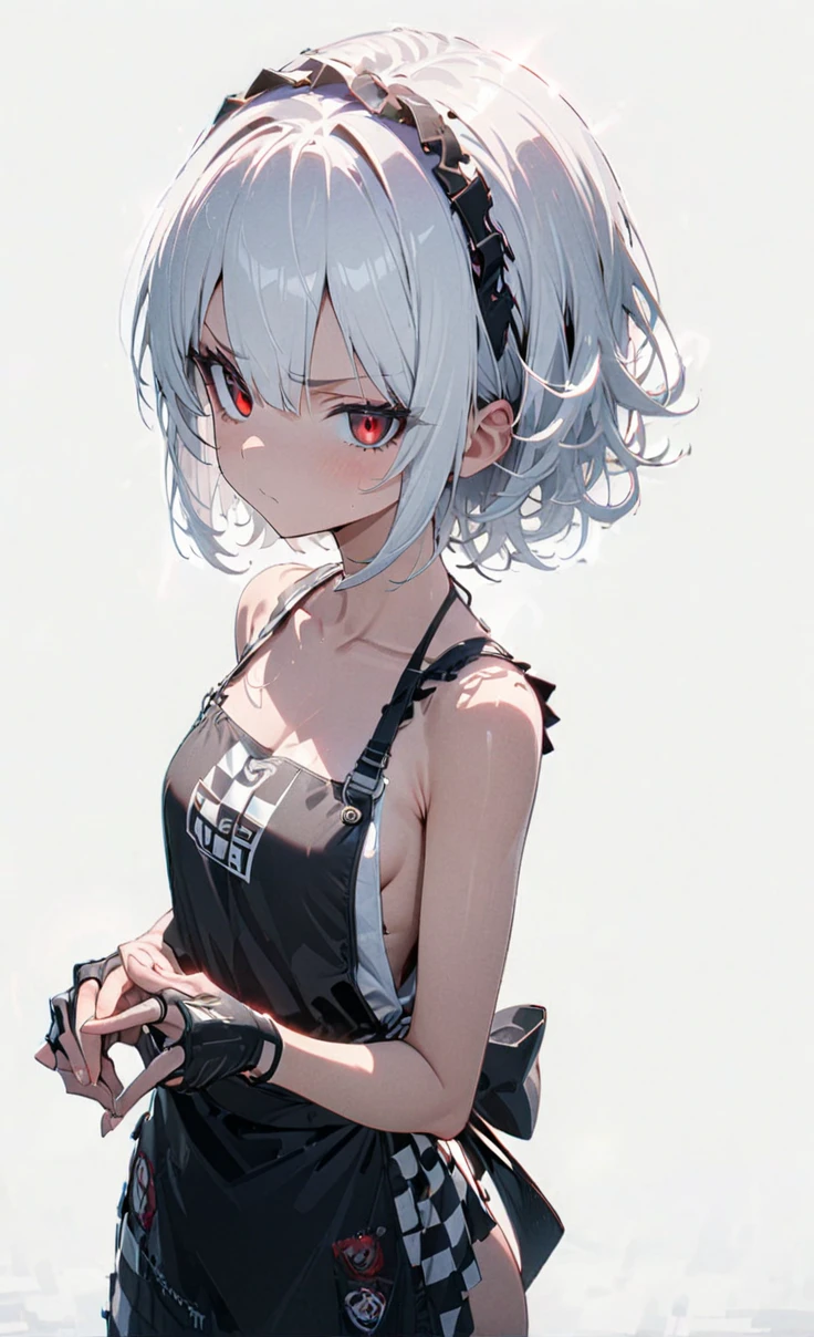 Female body definition thick thighs cybernetic body parts, Short underwear, fighting stance, Sitting on your knees, Place your waist and hands on the ground