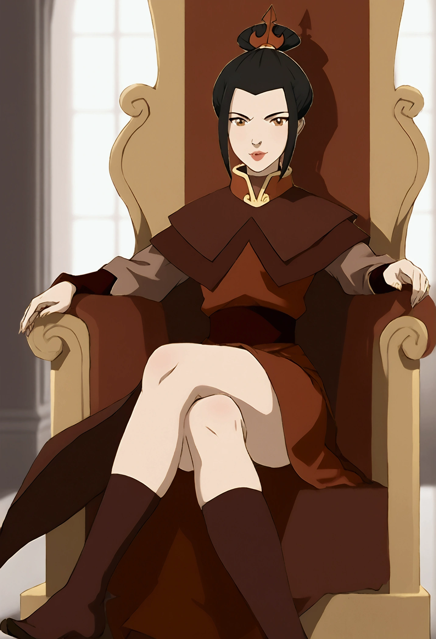  Azula with Fire Nation Ornament in her hair, sexy clothes, Sitting on the Fire Nation's Throne , 