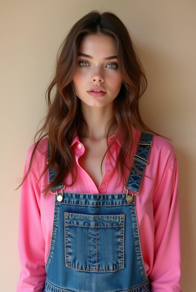 woman, a striking 22-year-old American model with light brown hair , wavy hair, 172 height, full body photo, mix face veronika bielik, danusia draghici face, cute faces, russian girlfriend, blonde and attractive features, attractive girl Gorgeous artsy woman in overalls beautiful long flowing thick natural hair, holding paint brushes properly and an a palette for painting, indie punk aesthetic, beautiful athletic body, hips, lovely lively expressive eyes, painting in an art studio in autumn, lovely colorful lighting, Cheery atmosphere, flirty, freckles, very tan skin, incredible detail to texture, in love, lots of color, photorealistic, masterpiece, absolute babe, Colorful outfit, patterns, lying in the floor, spreading legs, hot