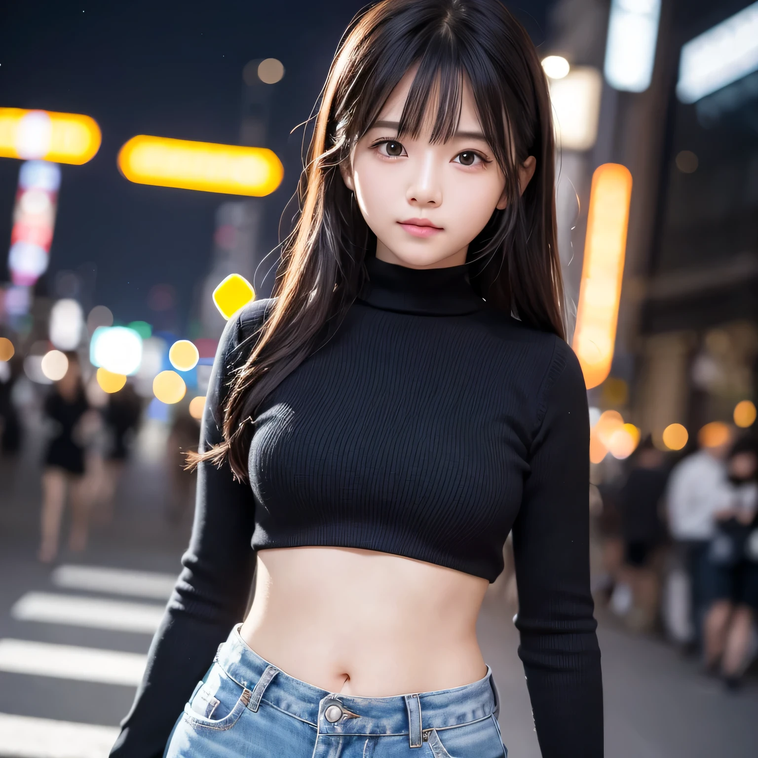 arafed woman in a grey sweater and jeans standing on a street corner, korean girl, asian girl, young asian girl, posing in an urban street, beautiful asian girl, attractive pose, at a city street, chinese girl, in city street, casual pose, attractive girl, wearing a sexy cropped top, gorgeous young korean woman, an asian woman