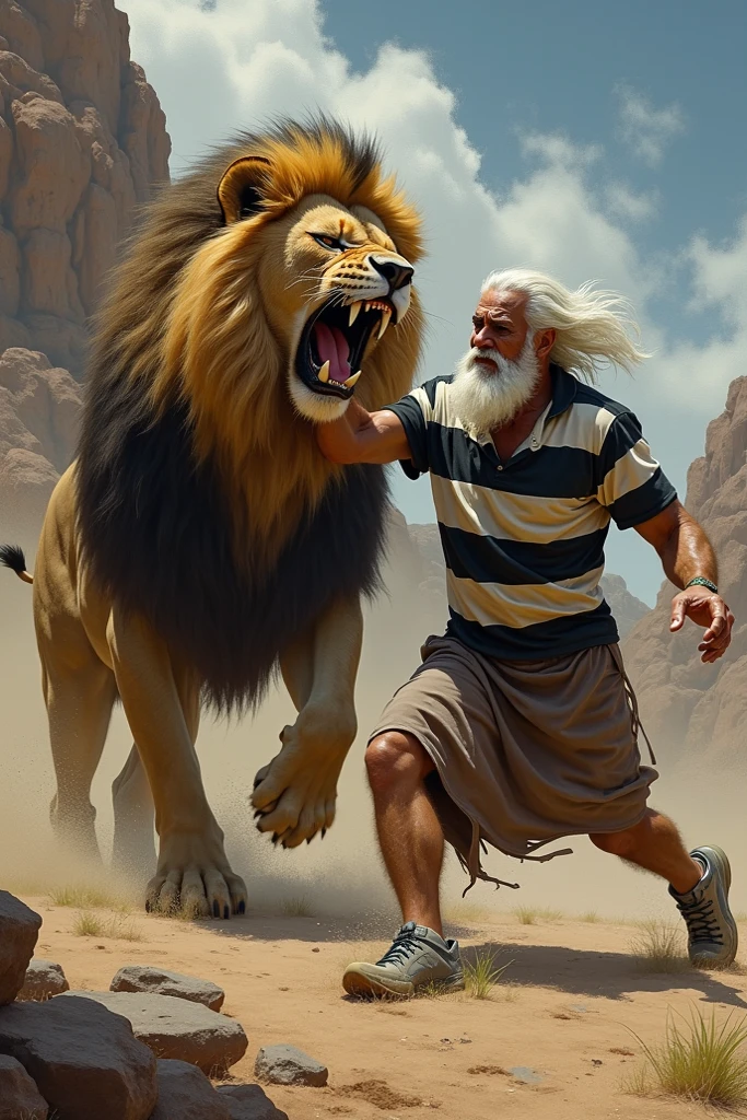 grandpa killing a lion