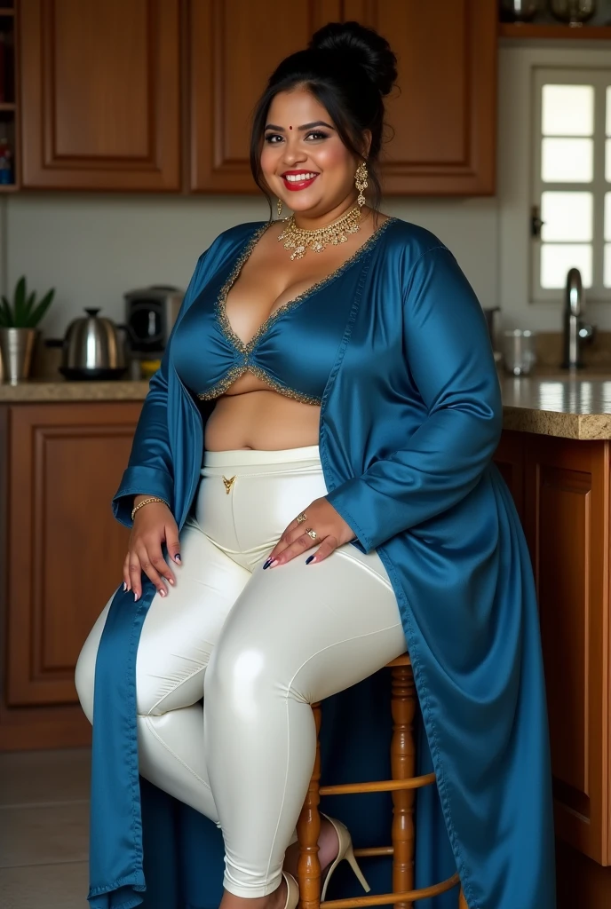 Real skin, photoreal, (((one 55-year-old Japan woman)), wrinkles at the corners of the eyes, wrinkles around the eyes, wrinkles on the nape of the neck, (nasolabial folds on the face and sagging and wrinkles on the face and body), fat, middle-aged fat, big breasts showing cleavage, (Beautiful 55-year-old Japan woman wearing a blouse without underwear and standing on a balcony overlooking the sea of the southern island and posing for a full-body photo)), laughing wrinkles, (sexy face, Sexy face, beautiful face), full body shot, smile, (long curls, black brown hair), 55 year old married woman model,