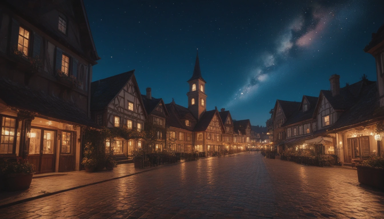 starry sky,  star of Bethlehem in the bright top, Old Judean city in the background , View of the horizon, Dark night